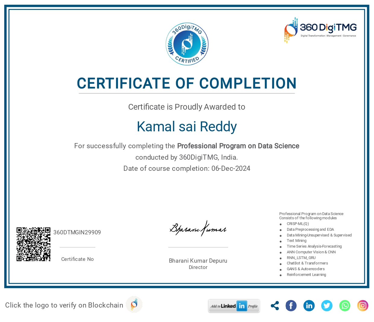 Professional Program on Data Science